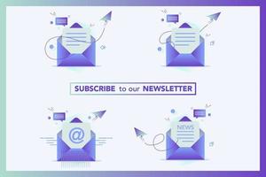 Newsletter and Mail concept illustration. Emailing, Digital marketing. Get in touch, initiate contact, contact us. Email marketing, web chat, 24 hour support. Subscribe concept. vector