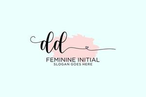 Initial DD beauty monogram and elegant logo design handwriting logo of initial signature, wedding, fashion, floral and botanical with creative template. vector