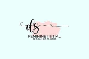 Initial DS beauty monogram and elegant logo design handwriting logo of initial signature, wedding, fashion, floral and botanical with creative template. vector