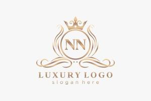 Initial NN Letter Royal Luxury Logo template in vector art for Restaurant, Royalty, Boutique, Cafe, Hotel, Heraldic, Jewelry, Fashion and other vector illustration.