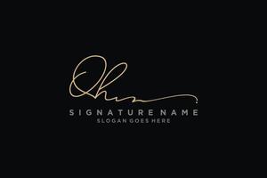 inicial qh carta firma logotipo plantilla elegante diseño logotipo signo símbolo plantilla vector icono