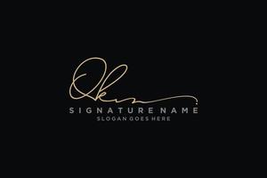 Initial QKLetter Signature Logo Template elegant design logo Sign Symbol template vector icon