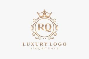 Initial RQ Letter Royal Luxury Logo template in vector art for Restaurant, Royalty, Boutique, Cafe, Hotel, Heraldic, Jewelry, Fashion and other vector illustration.