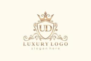 Initial UD Letter Royal Luxury Logo template in vector art for Restaurant, Royalty, Boutique, Cafe, Hotel, Heraldic, Jewelry, Fashion and other vector illustration.