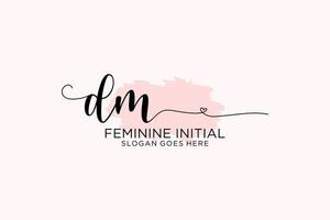 Initial DM beauty monogram and elegant logo design handwriting logo of initial signature, wedding, fashion, floral and botanical with creative template. vector