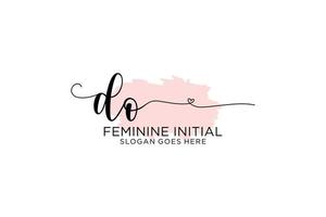 Initial DO beauty monogram and elegant logo design handwriting logo of initial signature, wedding, fashion, floral and botanical with creative template. vector