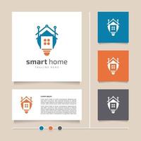 diseño de vector de logotipo de tecnología doméstica inteligente. icono y símbolo de la casa digital abstracta