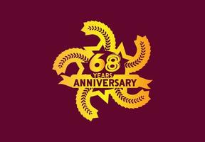 68 years anniversary logo and sticker design vector