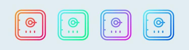 Safe box line icon in gradient colors. Saving signs vector illustration.