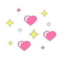 Decorative Heart and Star Element for Day of Valentine in Retro Groovy Style Temporary Tattoo or Sticker vector