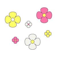 Colorful Flowers Decorative Element in Retro Style vector