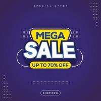 Mega sale banner discount promotion template vector