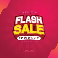 Flash sale banner discount promotion template vector