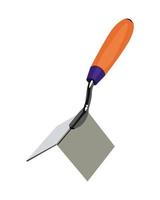 Vector Illustration Stainless Steel Plastering Corner Trowel Concrete Construction Plastering Skimming Trowel Tools isolated on white background. Carpentry hand tools