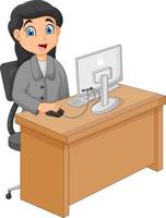 Illustration of a Businesswoman Working With Computer vector