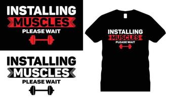 Gym or Fitness typography t-shirt Design Vector. Bodybuilder, dumbbell, exercise, barbell, vector