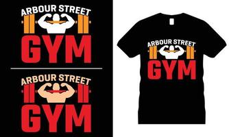 Gym or Fitness typography t-shirt Design Vector. Bodybuilder, dumbbell, exercise, barbell, vector