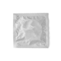 Blank aluminium foil condom wrapper packaging mockup isolated on white background with clipping path photo