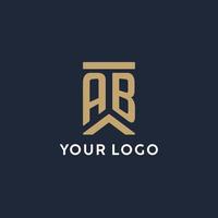 AB initial monogram logo design in a rectangular style with curved sides vector