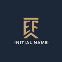 EF initial monogram logo design in a rectangular style with curved sides vector