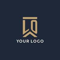 LO initial monogram logo design in a rectangular style with curved sides vector