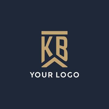 KB initial monogram logo design in a rectangular style with curved sides vector