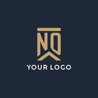 NO initial monogram logo design in a rectangular style with curved sides vector