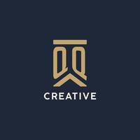 QQ initial monogram logo design in a rectangular style with curved sides vector