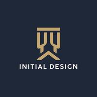 YY initial monogram logo design in a rectangular style with curved sides vector