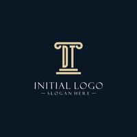 DT initial monogram logos with pillar shapes style vector
