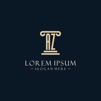AZ initial monogram logos with pillar shapes style vector