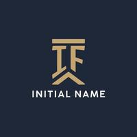 IF initial monogram logo design in a rectangular style with curved sides vector