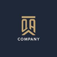 QA initial monogram logo design in a rectangular style with curved sides vector