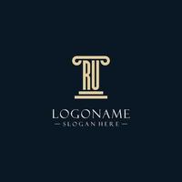 RU initial monogram logos with pillar shapes style vector