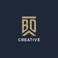 BD initial monogram logo design in a rectangular style with curved sides vector