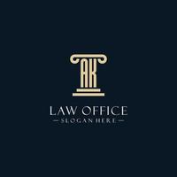 AK initial monogram logos with pillar shapes style vector
