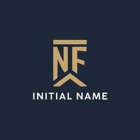 NF initial monogram logo design in a rectangular style with curved sides vector