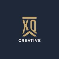 XQ initial monogram logo design in a rectangular style with curved sides vector