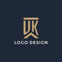 UK initial monogram logo design in a rectangular style with curved sides vector