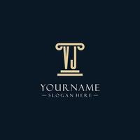 VJ initial monogram logos with pillar shapes style vector