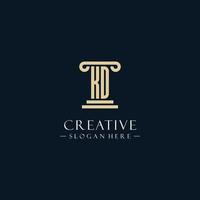 KD initial monogram logos with pillar shapes style vector