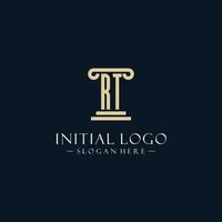RT initial monogram logos with pillar shapes style vector