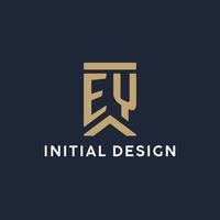 diseño de logotipo de monograma inicial de ey en un estilo rectangular con lados curvos vector