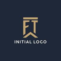 FT initial monogram logo design in a rectangular style with curved sides vector