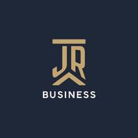 JR initial monogram logo design in a rectangular style with curved sides vector