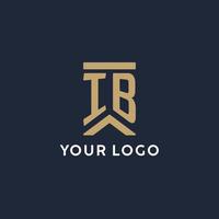 IB initial monogram logo design in a rectangular style with curved sides vector