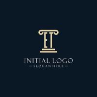 ET initial monogram logos with pillar shapes style vector