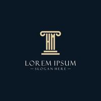 HM initial monogram logos with pillar shapes style vector