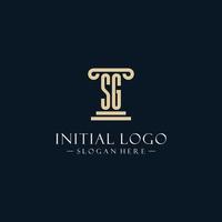 SG initial monogram logos with pillar shapes style vector