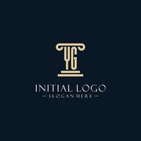 YG initial monogram logos with pillar shapes style vector